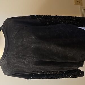 BiBi Black Sequin Sleeve Sweatshirt NWT Size xl